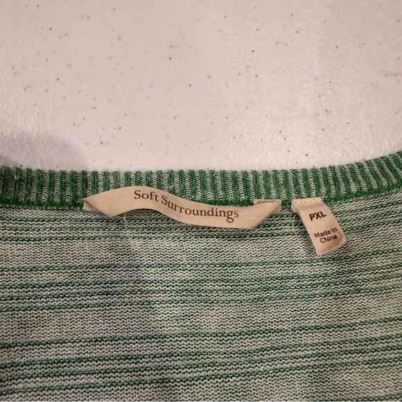 Soft Surroundings Stripe Sweater Twist Accent Green Cotton Blend Size Petite XL - Picture 7 of 12